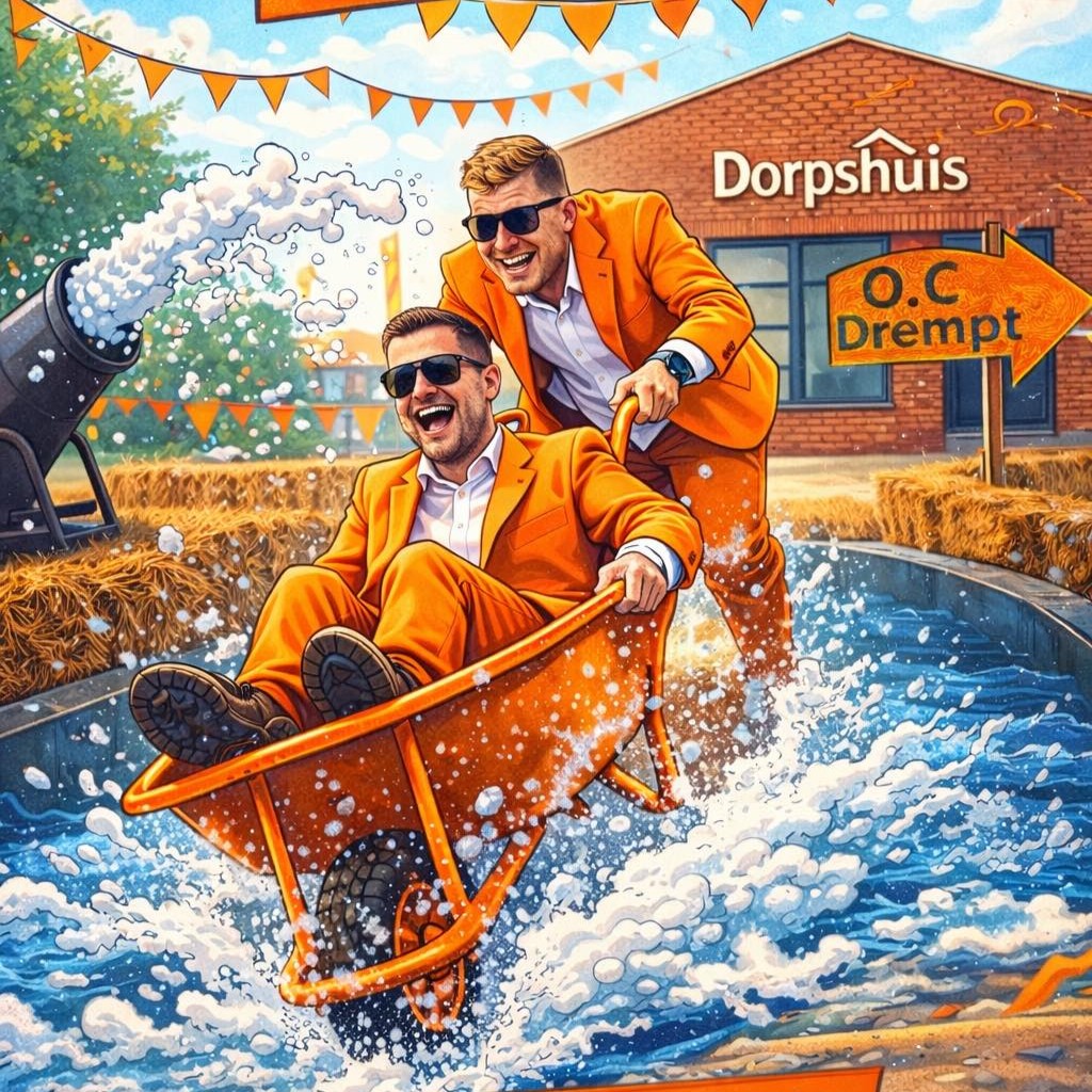 Feestgedruis bij Dorpshuis Drempt op Koningsdag