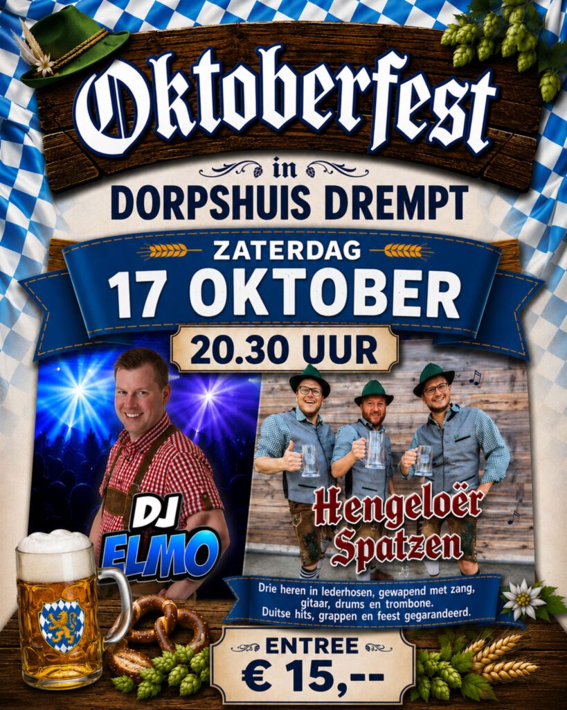 Lees meer over het artikel Oktoberfest met Die Hengeloër Spatzen en DJ Elmo